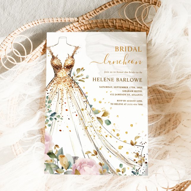 Invitation Chic aquarelle Floral Élégant déjeuner nuptial (Chic Watercolor Floral Elegant Bridal Luncheon Invitation)