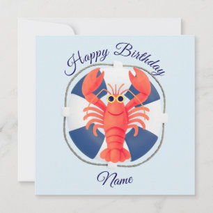 Invitation Chic aquarelle homard et bouée de sauvetage Annive