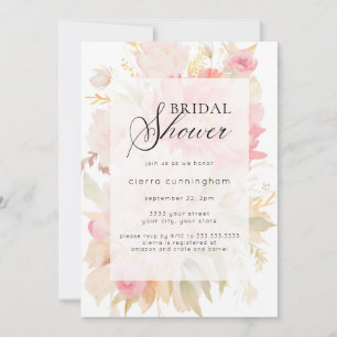 Invitation Chic Aquarelle Peony rose Fête des mariées florale