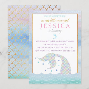 Invitation Chic Arc-en-ciel Sirène d'aquarelle n'importe quel