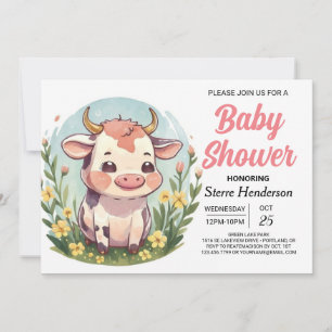 Invitation Chic Baby shower de vache bohème magique