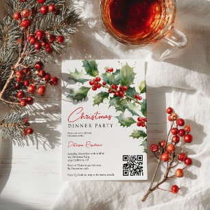 Invitation Chic Baies de Houx Noël Entreprise
