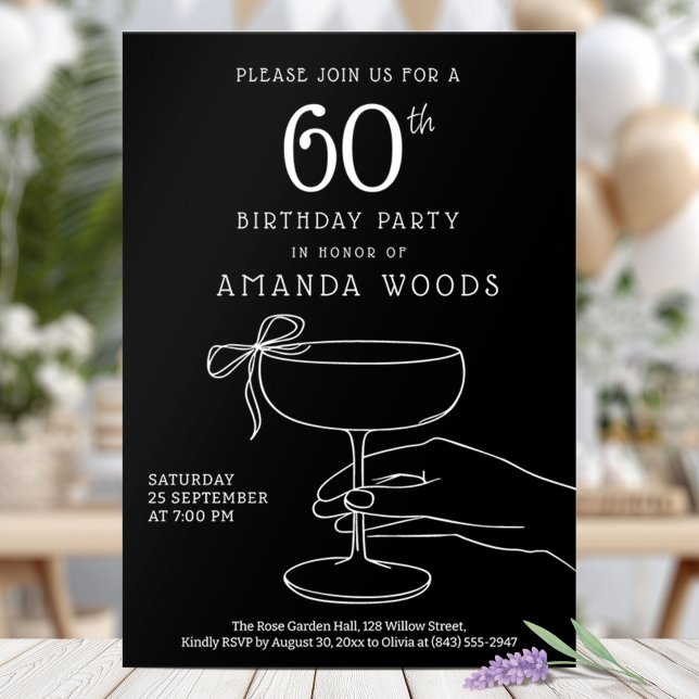 Invitation Chic Black and White 60th Birthday Celebration (Créateur téléchargé)