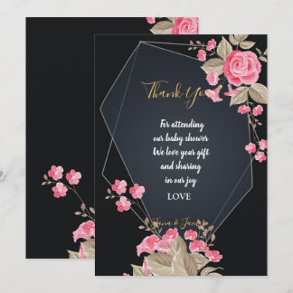 Invitation Chic Black & Gold Cadre géométrique merci
