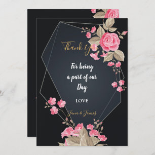 Invitation Chic Black & Gold Cadre géométrique merci