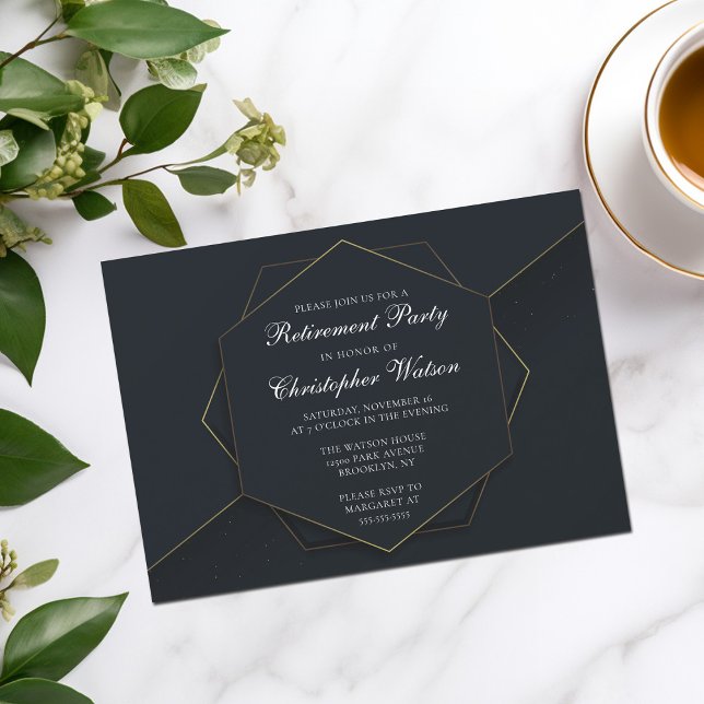 Invitation Chic Black Gold Custom Retirement Party (Créateur téléchargé)