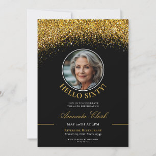 Invitation Chic Black & Gold Parties scintillant Dames 60e an