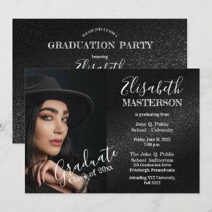 Invitation Chic Black Photo Graduation Party