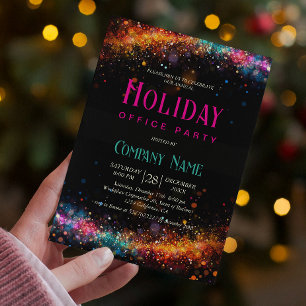 Invitation Chic Black Rainbow Parties scintillant Fête de bur