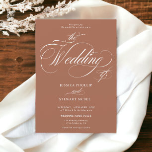 Invitation Chic blanc en terre cuite photo calligraphie maria