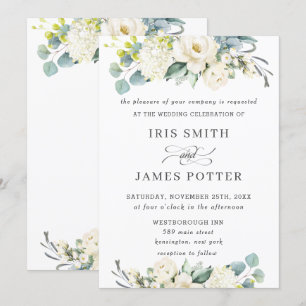 Invitation Chic blanc ivoire vert Mariage