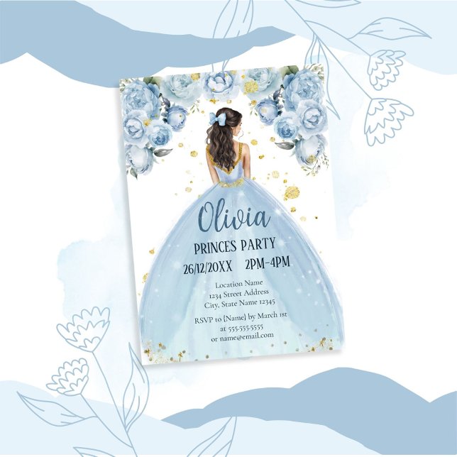 Invitation Chic bleu et blanc Quinceañera (Créateur téléchargé)