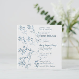 Invitation Chic Blue Foliage Douche nuptiale