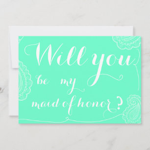 Invitation Chic Blue Paisley Sera Ma Fille D'Honneur