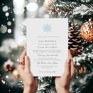 Invitation Chic Blue Snowflake hiver Mariage officiel