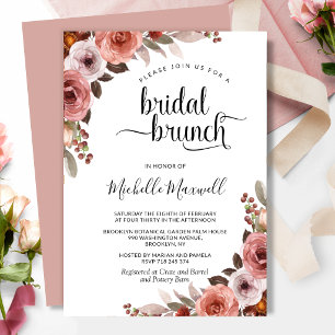 Invitation Chic Blush Bourgogne et Rose Floral Mariage Petit 