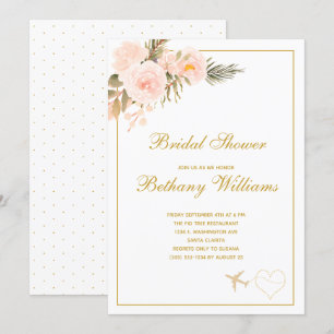 Invitation Chic Blush floral Voyage nuptiale douche Invitatio