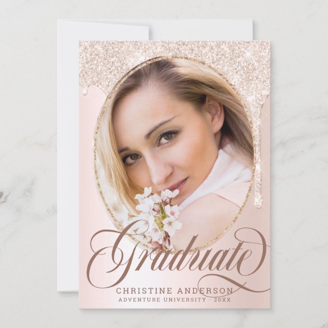Invitation Chic Blush Parties scintillant rose Photo Party Gr (Devant)