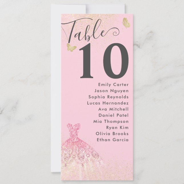 Invitation Chic Blush Pink Gold Parties scintillant Gown Quin (Dos)