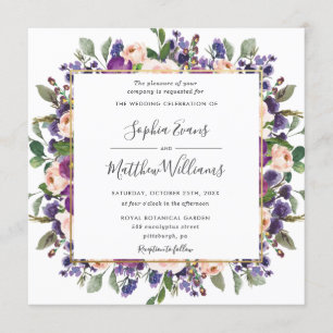 Invitation Chic Blush Plum Lilac Purple FlorMariage