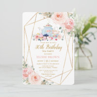 Chic Blush Rose Floral High Tea Fête Anniversaire