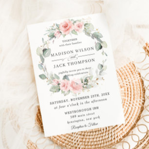 Invitation Chic Blush rose Floral Mariage de couronne