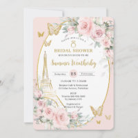 Chic Blush Rose Floral Paris Eiffel Fête des marié