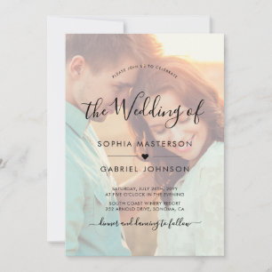 Invitation Chic Boho Calligraphie Script Photo Overlay Mariag