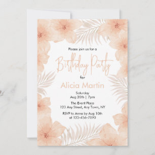 Invitation Chic Boho Dusty Flush Palm Leaf Anniversaire