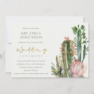 INVITATION CHIC BOHO PINK FLORAL CACTI FOLIMARIAGE
