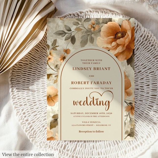 Invitation Chic Boho Terra Cotta Ivory Sage Floral Wedding  (Chic Boho Terra Cotta Ivory Sage Floral Wedding Invitation)