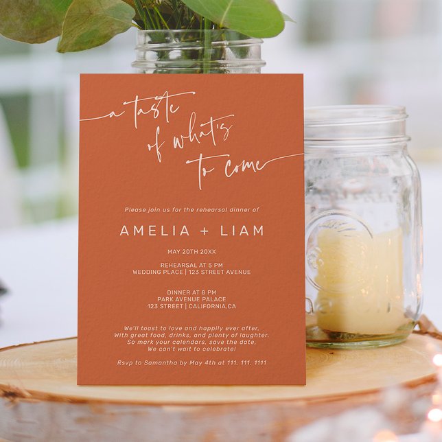 Invitation Chic boho terracotta dîner de répétition mariage (Créateur téléchargé)