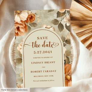 Invitation Chic Boho Terre Cuite Beige Floral Enregistrer La