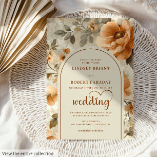 Invitation Chic Boho Terre Cuite Ivoire Sage Floral Mariage