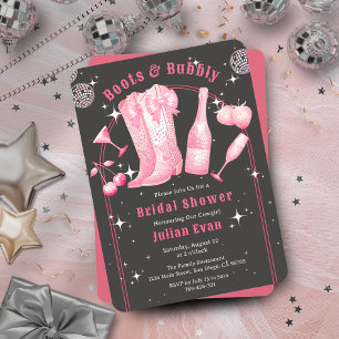 Invitation Chic Boots & Bubbly Cowgirl Fête des mariées rose
