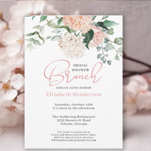 Invitation Chic Botanique Rose Fête des mariées Florale Brunc