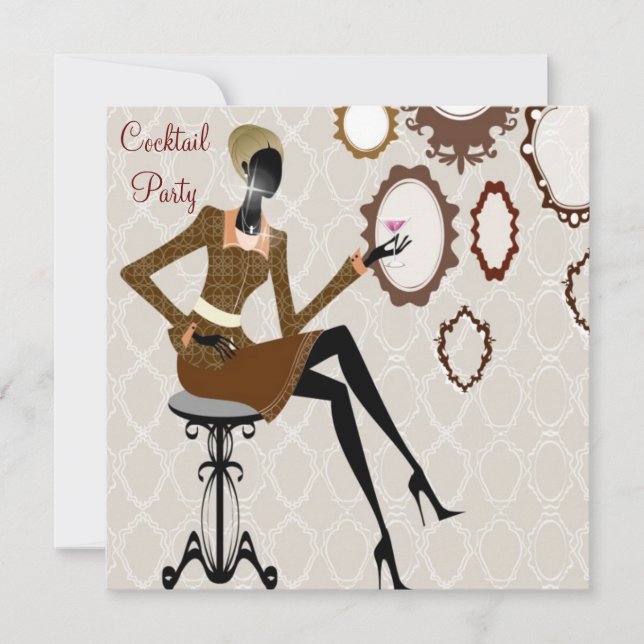 Invitation Chic Boutique Soirée Cocktail Damassé (Devant)