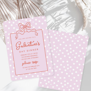Invitation Chic Bow Polka Dot dîner de la Saint-Galentin