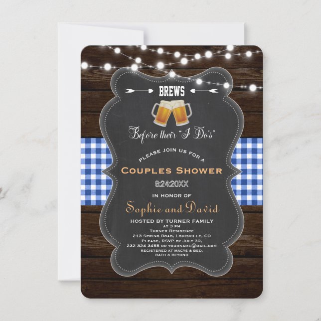 Invitation Chic BREWS avant leur Fiançailles "je fais" (Devant)