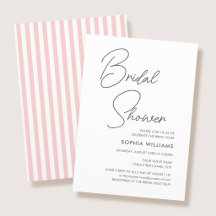 Chic Bridal Shower Modern Script Pink Stripes