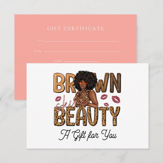 Invitation Chic Brown Beauté Certificat cadeau (Devant / Derrière)