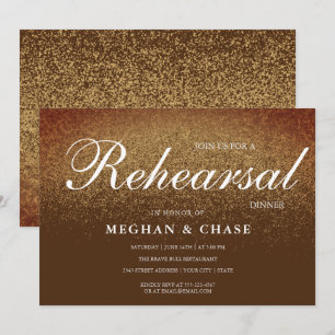 Invitation Chic Brown Gold Glitter Rehearsal