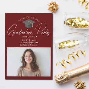 Invitation Chic Burgundy Graduate Photo Party