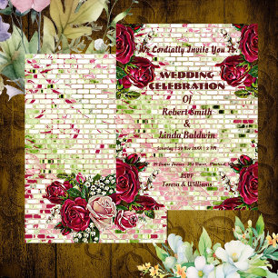 Invitation Chic Burgundy Rouge Rustique Rose personnalisé