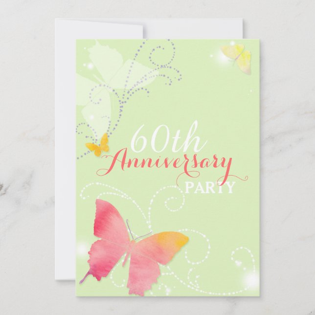 Invitation Chic Butterfly 60e anniversaire de Mariage (Devant)