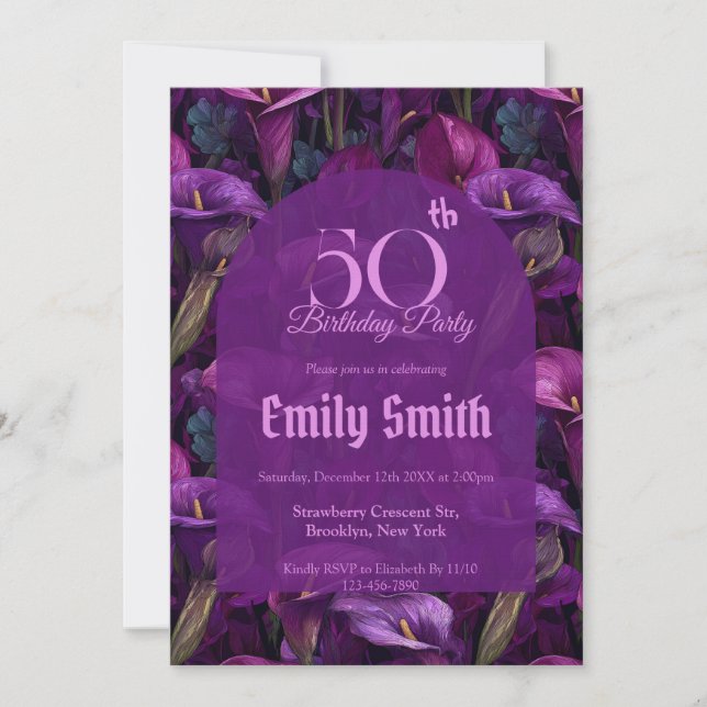 Invitation Chic Call Lilies Floral 30Th Birthday (Devant)