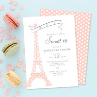 Chic Calligraphie Eiffel Paris Pois Sweet 16