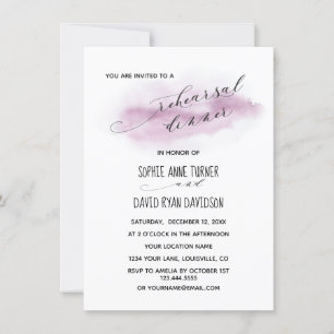 Invitation Chic Calligraphie Pink Aquarelle Dîner de répétiti