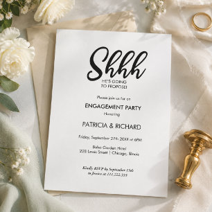 Invitation Chic Calligraphie Surprise Engagement Party