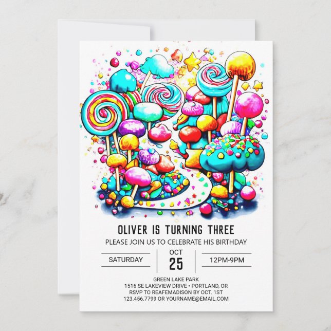 Invitation Chic Candy Editable Anniversaire (Devant)